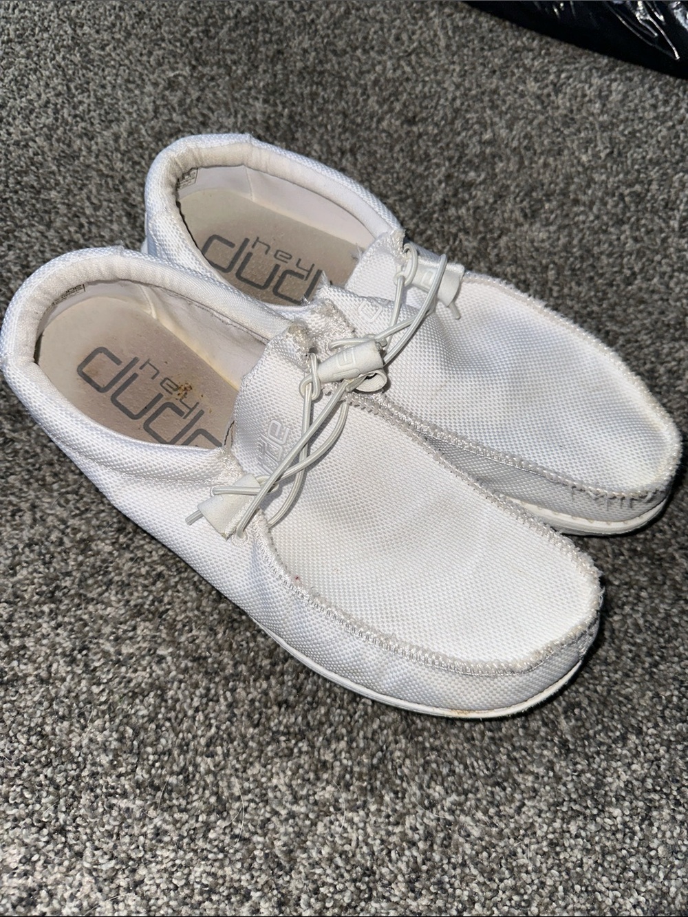 Hey Dude White Canvas Boat Shoes
